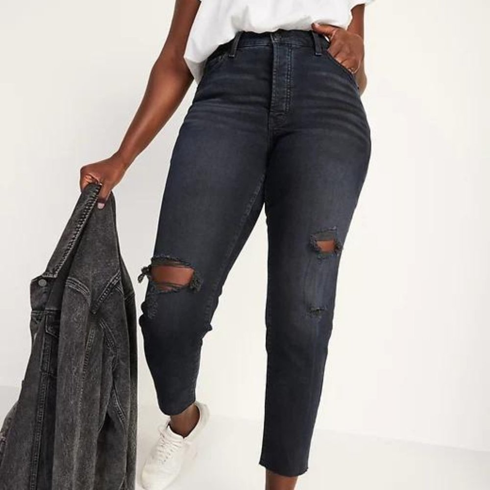 Old Navy High-Waisted O.G. Straight Button-Fly Cut-Off Jeans for Women New - Picture 3 of 6